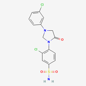 molecular formula C15H13Cl2N3O3S B8619942 Benzenesulfonamide, 3-chloro-4-(3-(3-chlorophenyl)-5-oxo-1-imidazolidinyl)- CAS No. 53298-13-8