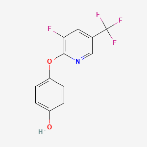 molecular formula C12H7F4NO2 B8619967 4-{[3-Fluoro-5-(trifluoromethyl)pyridin-2-yl]oxy}phenol CAS No. 73279-52-4
