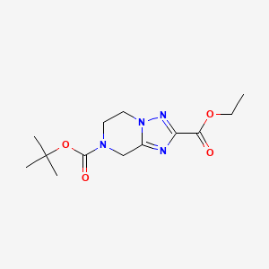molecular formula C13H20N4O4 B8620294 5,6-dihydro-8H-[1,2,4]triazolo[1,5-a]pyrazine-2,7-dicarboxylic acid 7-tert-butyl ester 2-ethyl ester 