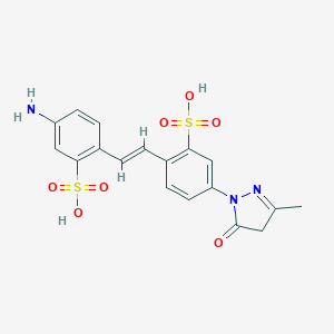 molecular formula C18H17N3O7S2 B086203 5-amino-2-[(E)-2-[4-(3-methyl-5-oxo-4H-pyrazol-1-yl)-2-sulfophenyl]ethenyl]benzenesulfonic acid CAS No. 119-74-4