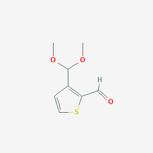 molecular formula C8H10O3S B8620352 3-(Dimethoxymethyl)thiophene-2-carbaldehyde CAS No. 61336-54-7