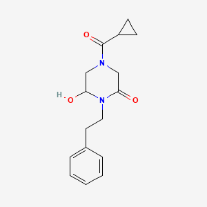 molecular formula C16H20N2O3 B8620708 4-(Cyclopropanecarbonyl)-6-hydroxy-1-(2-phenylethyl)piperazin-2-one CAS No. 88519-13-5