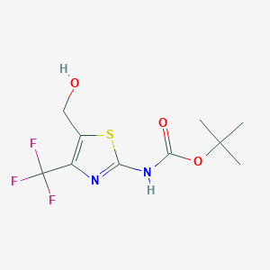 molecular formula C10H13F3N2O3S B8620985 (5-Hydroxymethyl-4-trifluoromethylthiazol-2-yl)carbamic acid, 1,1-dimethylethyl ester 