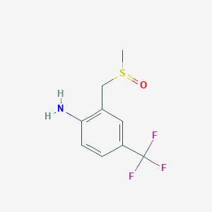 molecular formula C9H10F3NOS B8621012 Benzenamine, 2-[(methylsulfinyl)methyl]-4-(trifluoromethyl)- CAS No. 62159-30-2