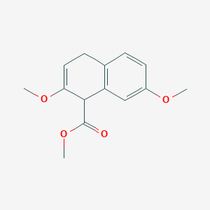 molecular formula C14H16O4 B8621054 1-Naphthalenecarboxylic acid, 1,4-dihydro-2,7-dimethoxy-, methyl ester CAS No. 57393-32-5