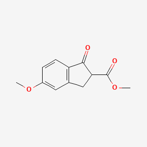 molecular formula C12H12O4 B8621114 methyl 5-methoxy-1-oxo-2,3-dihydro-1H-indene-2-carboxylate 