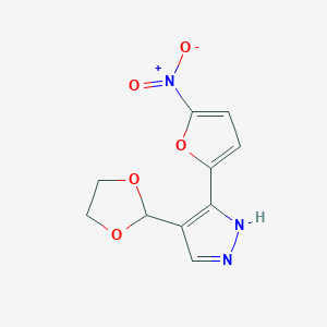 molecular formula C10H9N3O5 B8621117 4-(1,3-dioxolan-2-yl)-5-(5-nitrofuran-2-yl)-1H-pyrazole CAS No. 61619-58-7