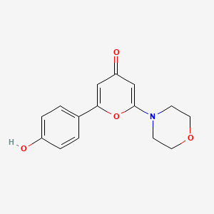 molecular formula C15H15NO4 B8621459 4H-Pyran-4-one, 2-(4-hydroxyphenyl)-6-(4-morpholinyl)- CAS No. 141106-73-2
