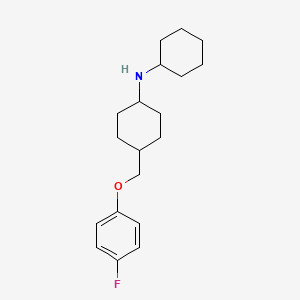molecular formula C19H28FNO B8621503 N-cyclohexyl-4-[(4-fluorophenoxy)methyl]cyclohexan-1-amine CAS No. 920280-70-2