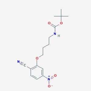 molecular formula C16H21N3O5 B8621542 Tert-butyl 4-(2-cyano-5-nitrophenoxy)butylcarbamate 