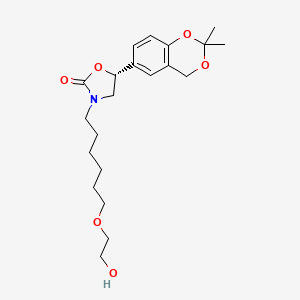 molecular formula C21H31NO6 B8621550 2-Oxazolidinone, 5-(2,2-diMethyl-4H-1,3-benzodioxin-6-yl)-3-[6-(2-hydroxyethoxy)hexyl]-, (5R)- 