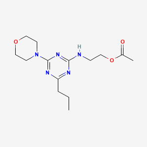 molecular formula C14H23N5O3 B8621680 2-((2-Acetoxy)ethyl)amino-4-morpholino-6-propyl-1,3,5-triazine CAS No. 127375-08-0