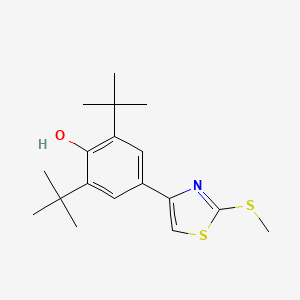 molecular formula C18H25NOS2 B8622307 2,6-Di-tert-butyl-4-[2-(methylsulfanyl)-1,3-thiazol-4-yl]phenol CAS No. 84217-43-6