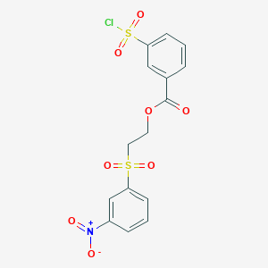 molecular formula C15H12ClNO8S2 B8622336 2-(3-Nitrobenzene-1-sulfonyl)ethyl 3-(chlorosulfonyl)benzoate CAS No. 651728-08-4