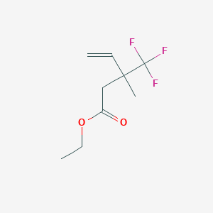 molecular formula C9H13F3O2 B8622385 Ethyl 3-methyl-3-(trifluoromethyl)pent-4-enoate 