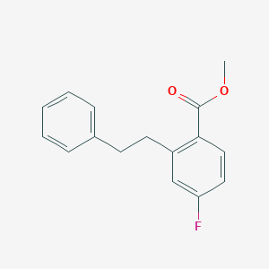molecular formula C16H15FO2 B8622479 Methyl 4-fluoro-2-phenethylbenzoate 