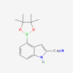 molecular formula C15H17BN2O2 B8622480 4-(4,4,5,5-tetramethyl-1,3,2-dioxaborolan-2-yl)-1H-indole-2-carbonitrile 