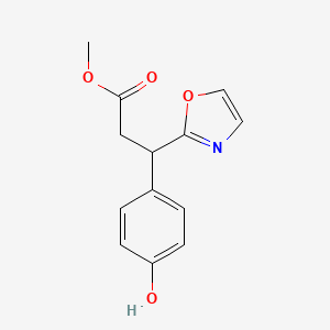 molecular formula C13H13NO4 B8622594 (+/-)-Methyl 3-(4-hydroxyphenyl)-3-(oxazol-2-yl)propanoate 