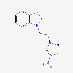 molecular formula C13H16N4 B8622624 1-(2-(Indolin-1-yl)ethyl)-1H-pyrazol-4-amine 