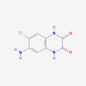 molecular formula C8H6ClN3O2 B8622773 6-Amino-7-chloro-1,4-dihydro-2,3-quinoxalinedione 