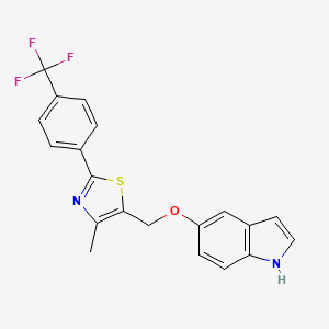 molecular formula C20H15F3N2OS B8623816 5-({4-Methyl-2-[4-(trifluoromethyl)phenyl]-1,3-thiazol-5-yl}methoxy)-1H-indole CAS No. 600167-58-6
