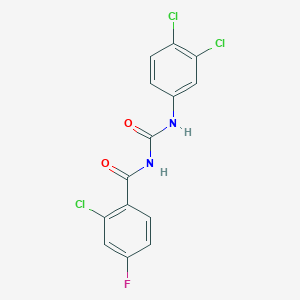 molecular formula C14H8Cl3FN2O2 B8624037 2-Chloro-N-[(3,4-dichlorophenyl)carbamoyl]-4-fluorobenzamide CAS No. 88578-42-1