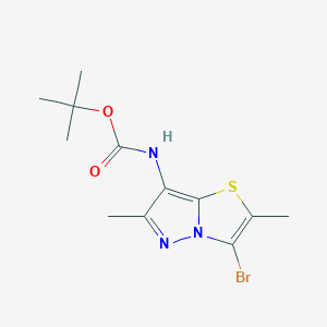 molecular formula C12H16BrN3O2S B8624380 tert-Butyl(3-bromo-2,6-dimethylpyrazolo[5,1-b][1,3]thiazol-7-yl)carbamate 