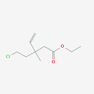 molecular formula C10H17ClO2 B8624414 Ethyl 3-(2-chloroethyl)-3-methylpent-4-enoate CAS No. 56975-66-7