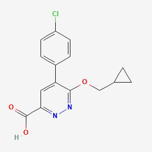 molecular formula C15H13ClN2O3 B8624516 5-(4-Chloro-phenyl)-6-cyclopropylmethoxy-pyridazine-3-carboxylic acid 