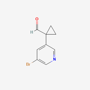 molecular formula C9H8BrNO B8624657 1-(5-Bromopyridin-3-yl)cyclopropane-1-carbaldehyde 