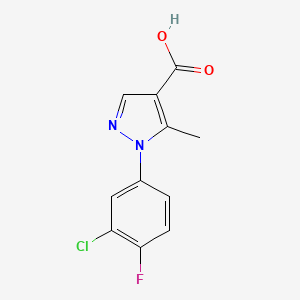 molecular formula C11H8ClFN2O2 B8624700 1-(3-Chloro-4-fluorophenyl)-5-methyl-1H-pyrazole-4-carboxylic acid CAS No. 288252-21-1