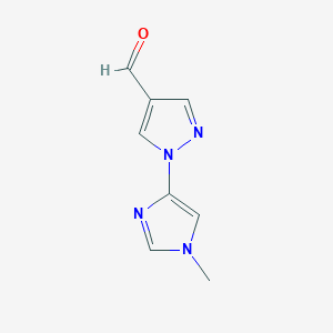 molecular formula C8H8N4O B8624762 1-(1-Methyl-1H-imidazol-4-yl)-1H-pyrazole-4-carbaldehyde 