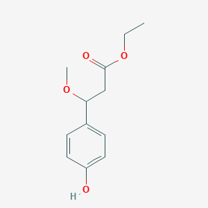 molecular formula C12H16O4 B8624858 Ethyl 3-(4-hydroxyphenyl)-3-methoxypropionate 