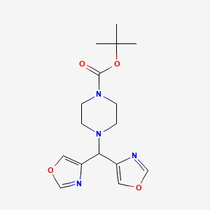 molecular formula C16H22N4O4 B8624991 Tert-butyl 4-(bis(oxazol-4-yl)methyl)piperazine-1-carboxylate 