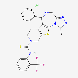 molecular formula C26H20ClF3N6S2 B8625030 4H-Pyrido(4',3':4,5)thieno(3,2-f)(1,2,4)triazolo(4,3-a)(1,4)diazepine-9(8H)-carbothioamide, 7,10-dihydro-6-(2-chlorophenyl)-1-methyl-N-(2-(trifluoromethyl)phenyl)- CAS No. 132418-41-8
