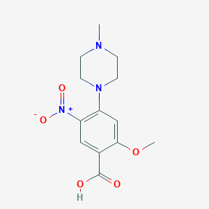 molecular formula C13H17N3O5 B8625082 2-Methoxy-4-(4-methylpiperazin-1-yl)-5-nitrobenzoic acid 