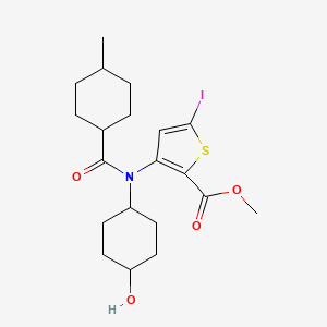 molecular formula C20H28INO4S B8625097 3-[(4-Hydroxycyclohexyl)-(4-methylcyclohexanecarbonyl)-amino]-5-iodo-thiophene-2-carbox 