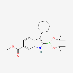 molecular formula C22H30BNO4 B8625450 methyl 3-cyclohexyl-2-(4,4,5,5-tetramethyl-1,3,2-dioxaborolan-2-yl)-1H-indole-6-carboxylate 