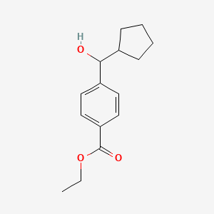 molecular formula C15H20O3 B8625563 (+/-)-Ethyl 4-(cyclopentyl(hydroxy)methyl)benzoate 