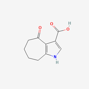 molecular formula C10H11NO3 B8625682 4-oxo-5,6,7,8-tetrahydro-1H-cyclohepta[b]pyrrole-3-carboxylic acid 