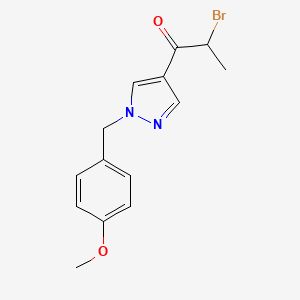 molecular formula C14H15BrN2O2 B8625777 2-bromo-1-(1-(4-methoxybenzyl)-1H-pyrazol-4-yl)propan-1-one CAS No. 1105039-61-9