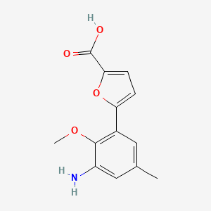 molecular formula C13H13NO4 B8626215 5-(3-Amino-2-methoxy-5-methyl-phenyl)-furan-2-carboxylic acid 
