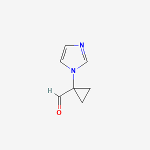 molecular formula C7H8N2O B8626466 1-(1H-Imidazol-1-yl)cyclopropanecarbaldehyde 