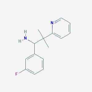 molecular formula C15H17FN2 B8626582 1-(3-Fluorophenyl)-2-methyl-2-(pyridin-2-yl)propan-1-amine 
