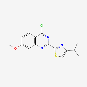 molecular formula C15H14ClN3OS B8626843 2-(4-chloro-7-methoxyquinazolin-2-yl)-4-propan-2-yl-1,3-thiazole CAS No. 923274-53-7