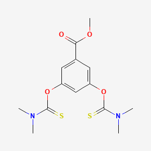 molecular formula C14H18N2O4S2 B8626947 3,5-Bis-dimethylthiocarbamoyloxybenzoic acid methyl ester CAS No. 50667-82-8