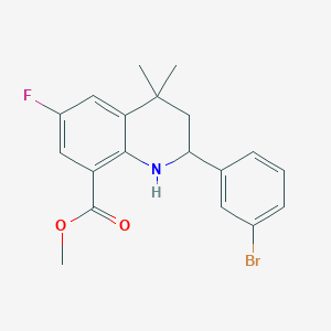 molecular formula C19H19BrFNO2 B8626972 Methyl 2-(3-bromophenyl)-6-fluoro-4,4-dimethyl-1,2,3,4-tetrahydroquinoline-8-carboxylate 