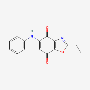 molecular formula C15H12N2O3 B8626988 5-Anilino-2-ethyl-1,3-benzoxazole-4,7-dione CAS No. 477338-07-1