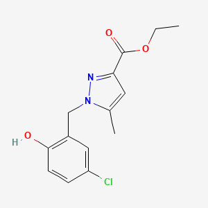 molecular formula C14H15ClN2O3 B8627528 ethyl 1-[(5-chloro-2-hydroxyphenyl)methyl]-5-methyl-1H-pyrazole-3-carboxylate 