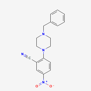 molecular formula C18H18N4O2 B8627639 2-(4-Benzylpiperazin-1-yl)-5-nitrobenzonitrile 